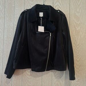LC Lauren Conrad Women’s 2X Black Suede Asymmetric Moto Jacket